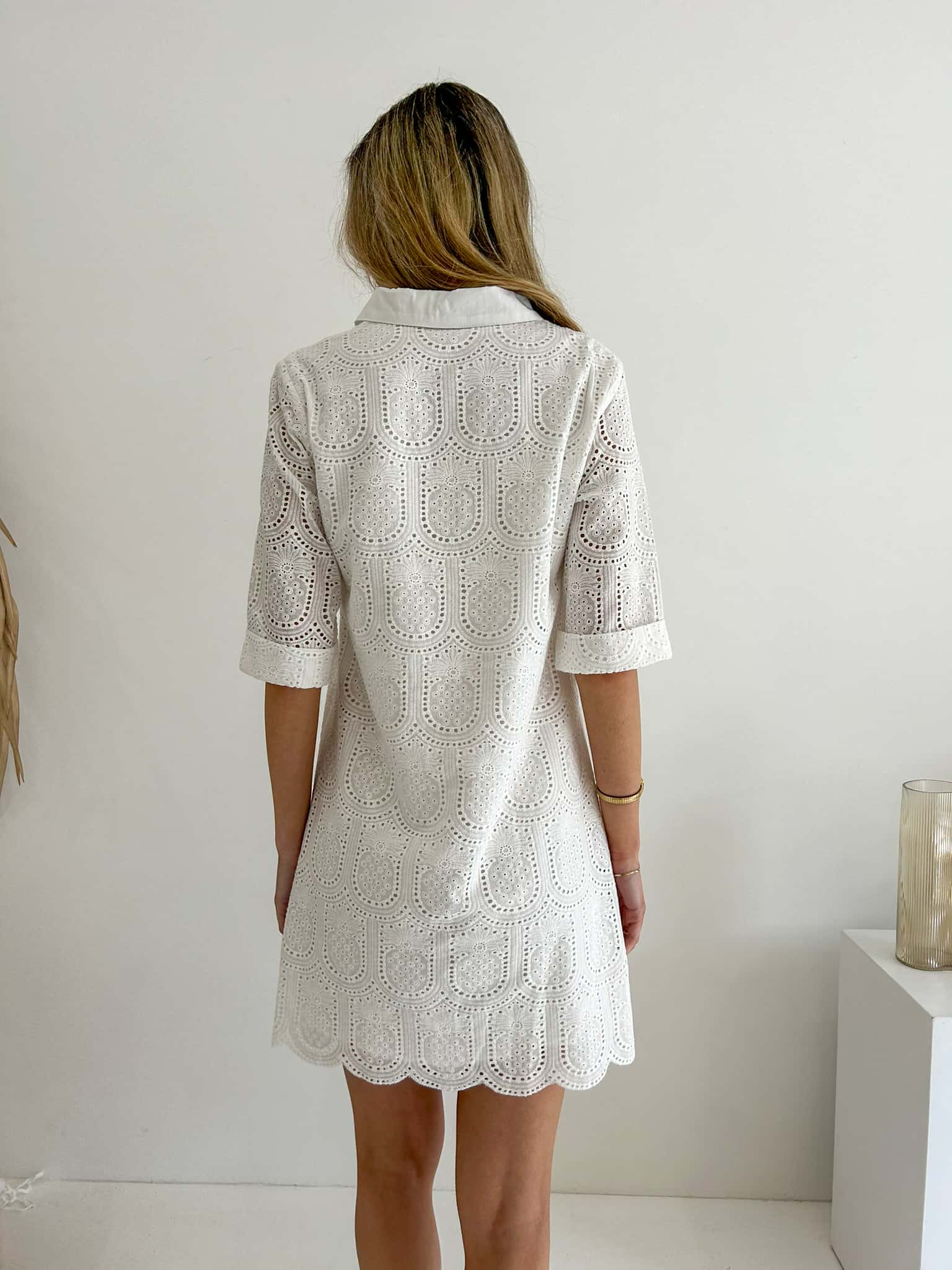 Bali Lace Anglaise Dress - White