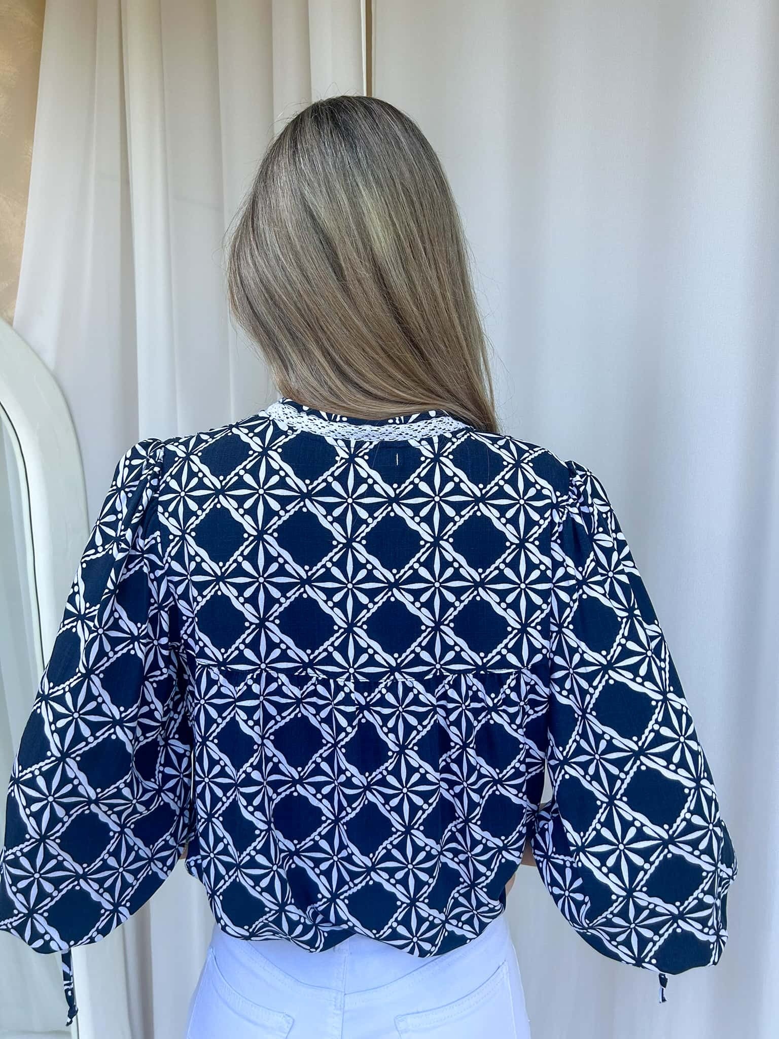 Bowie Blouse - Midnight Reflections: Navy