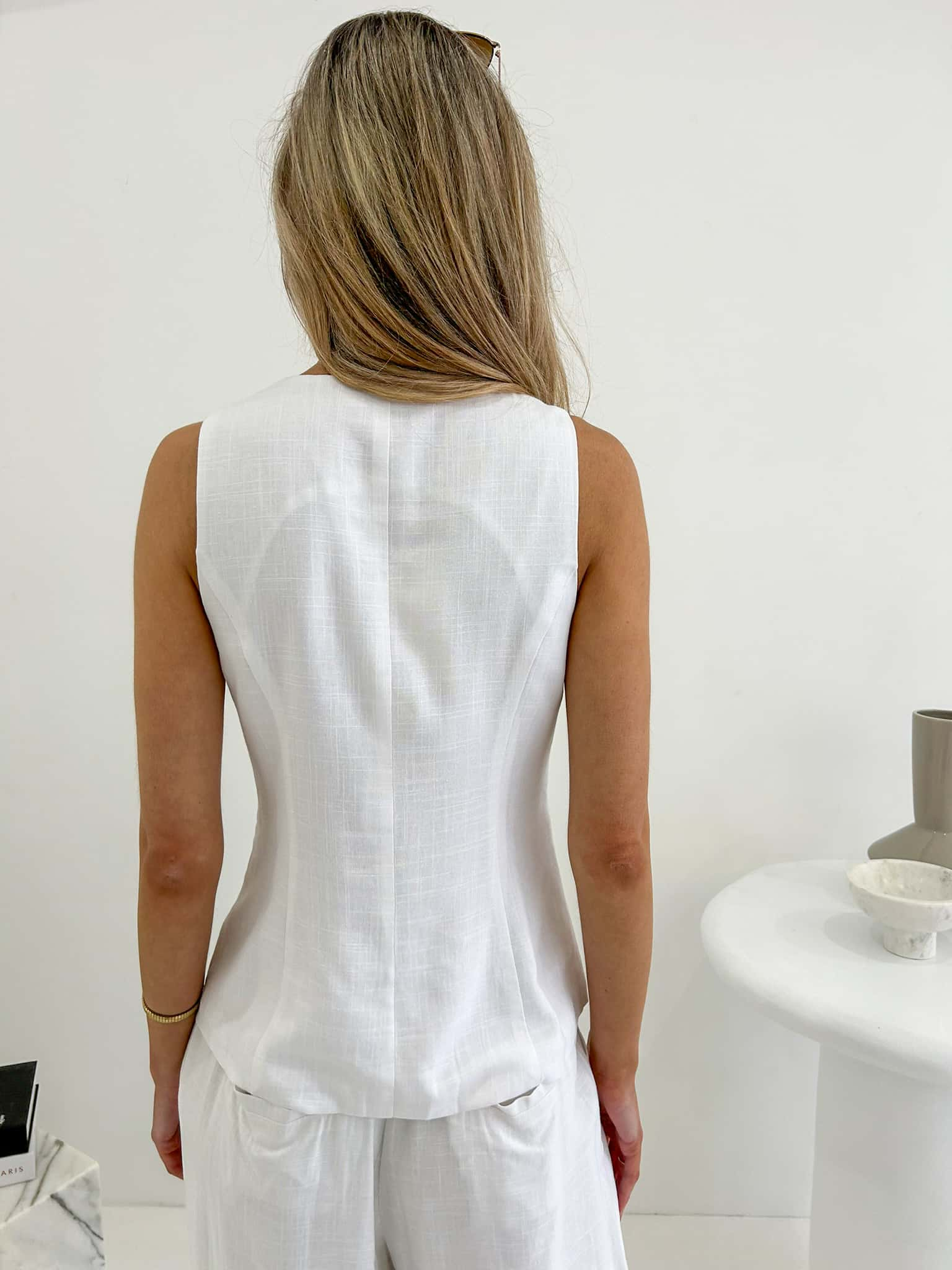 Ollie Tie Vest  - White