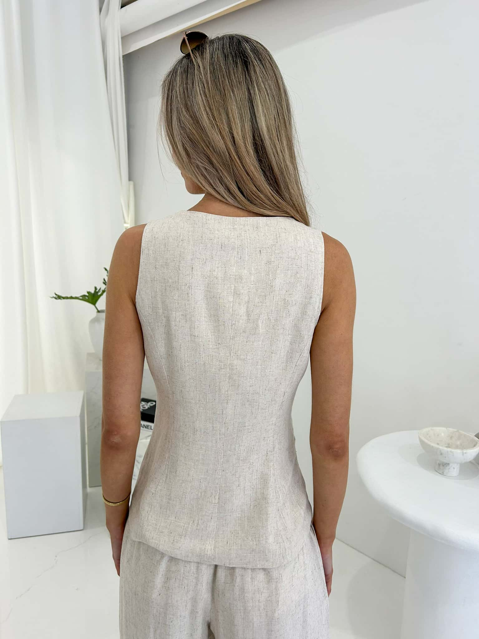 Ollie Tie Vest  - Natural