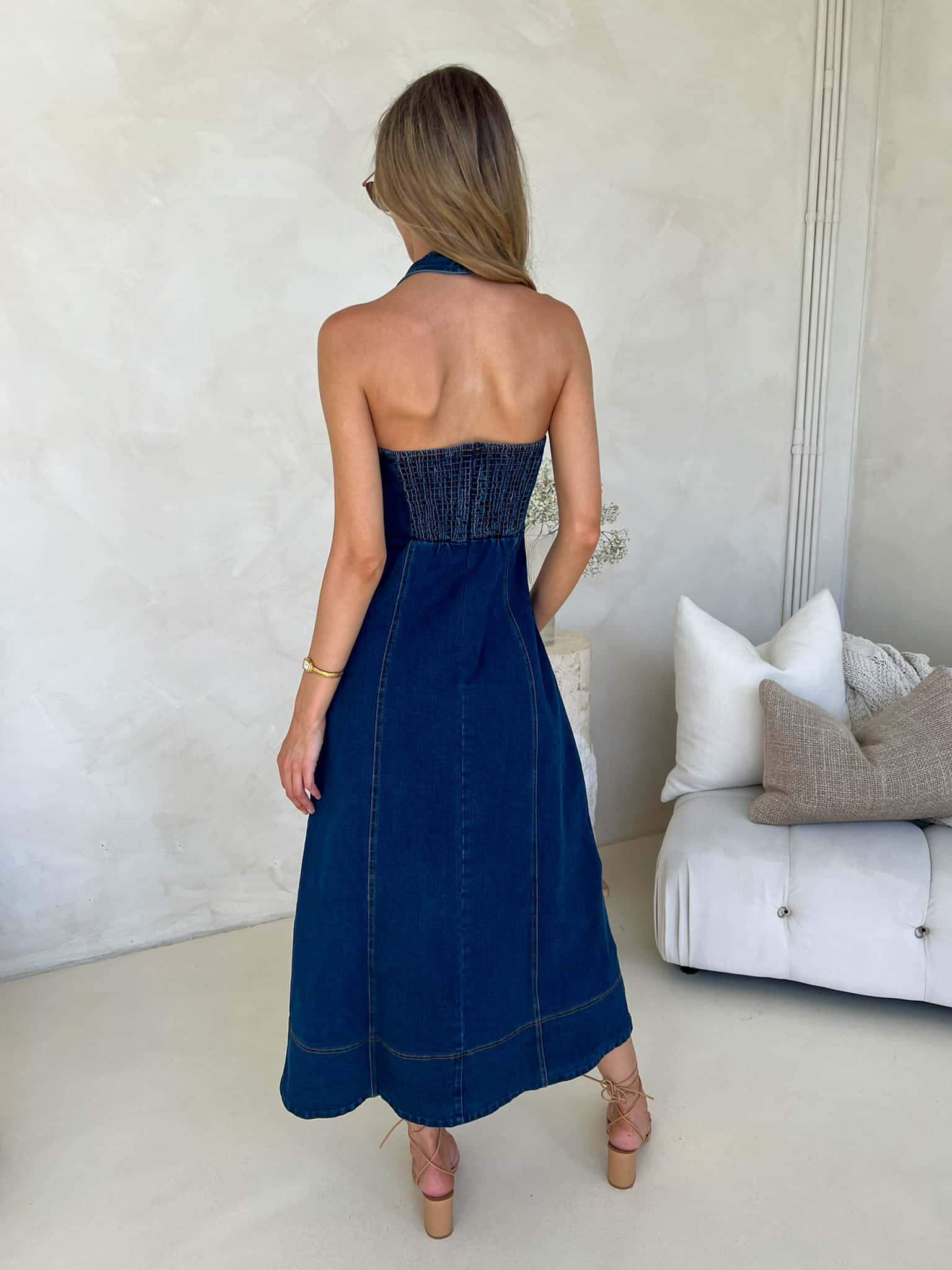 Harper Halter Denim Dress