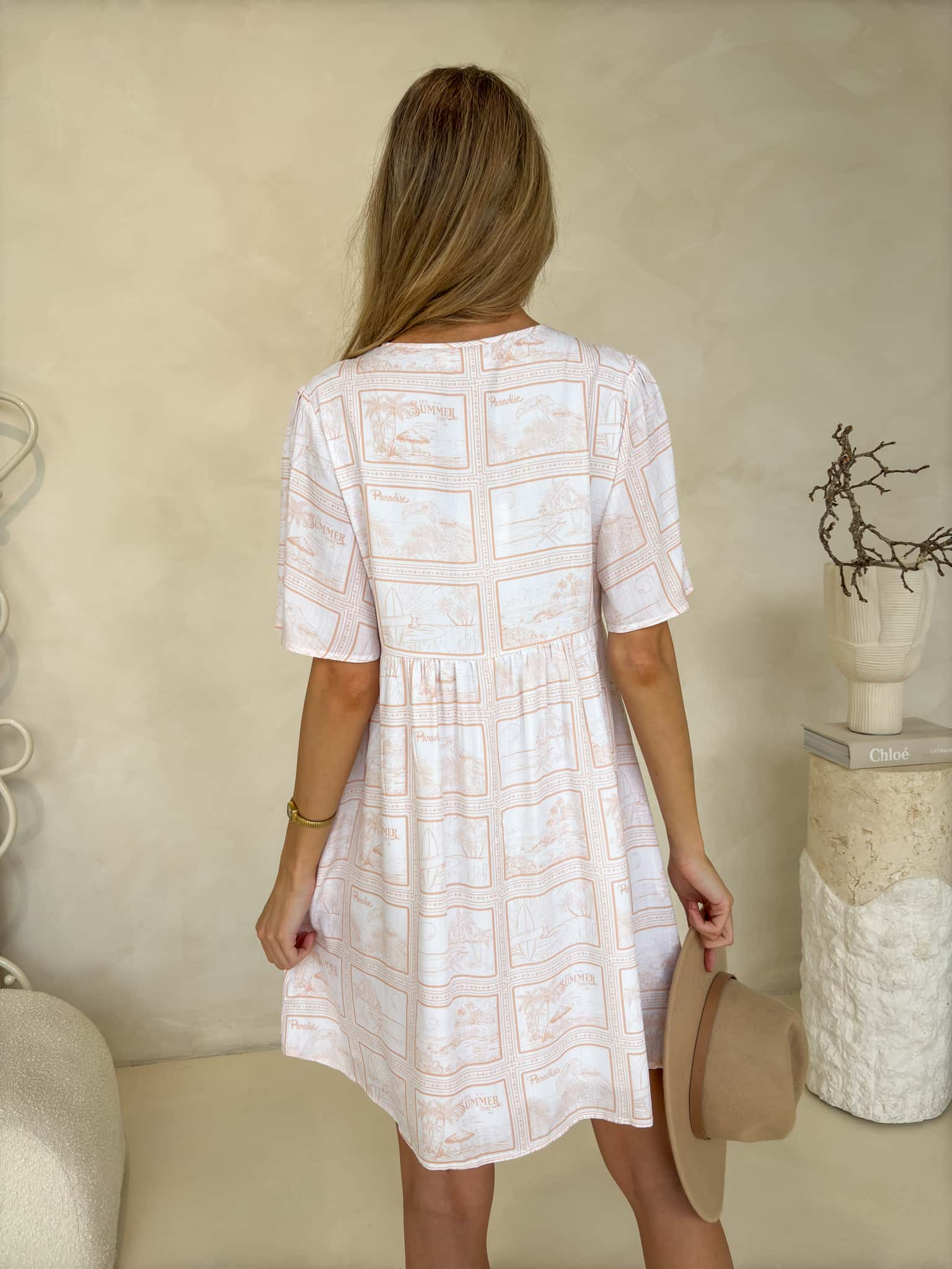 Sienna Dress - Exclusive Postcards Print (orange)