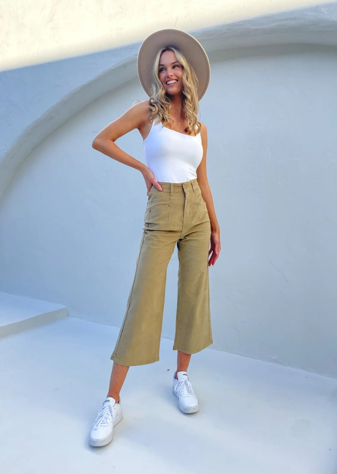 Carissa Wide Leg Cord Pant - Tan - Mylk The Label