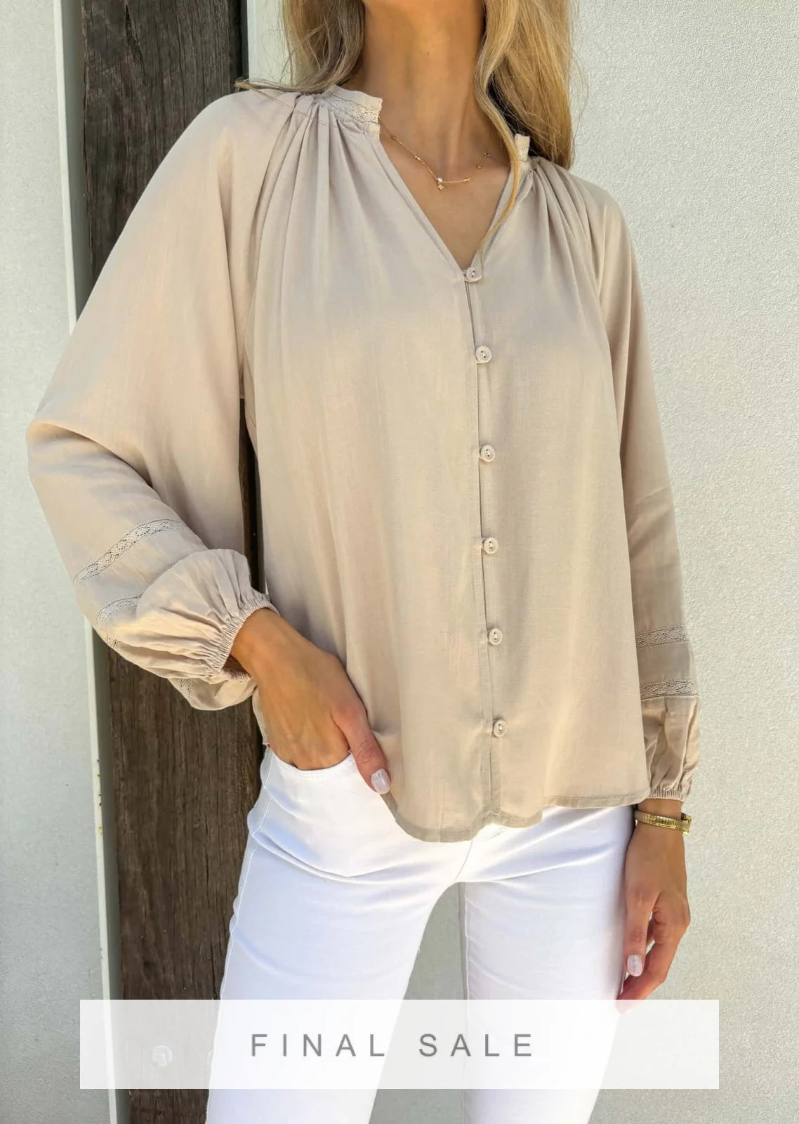 Fallon Blouse - Beige Tops