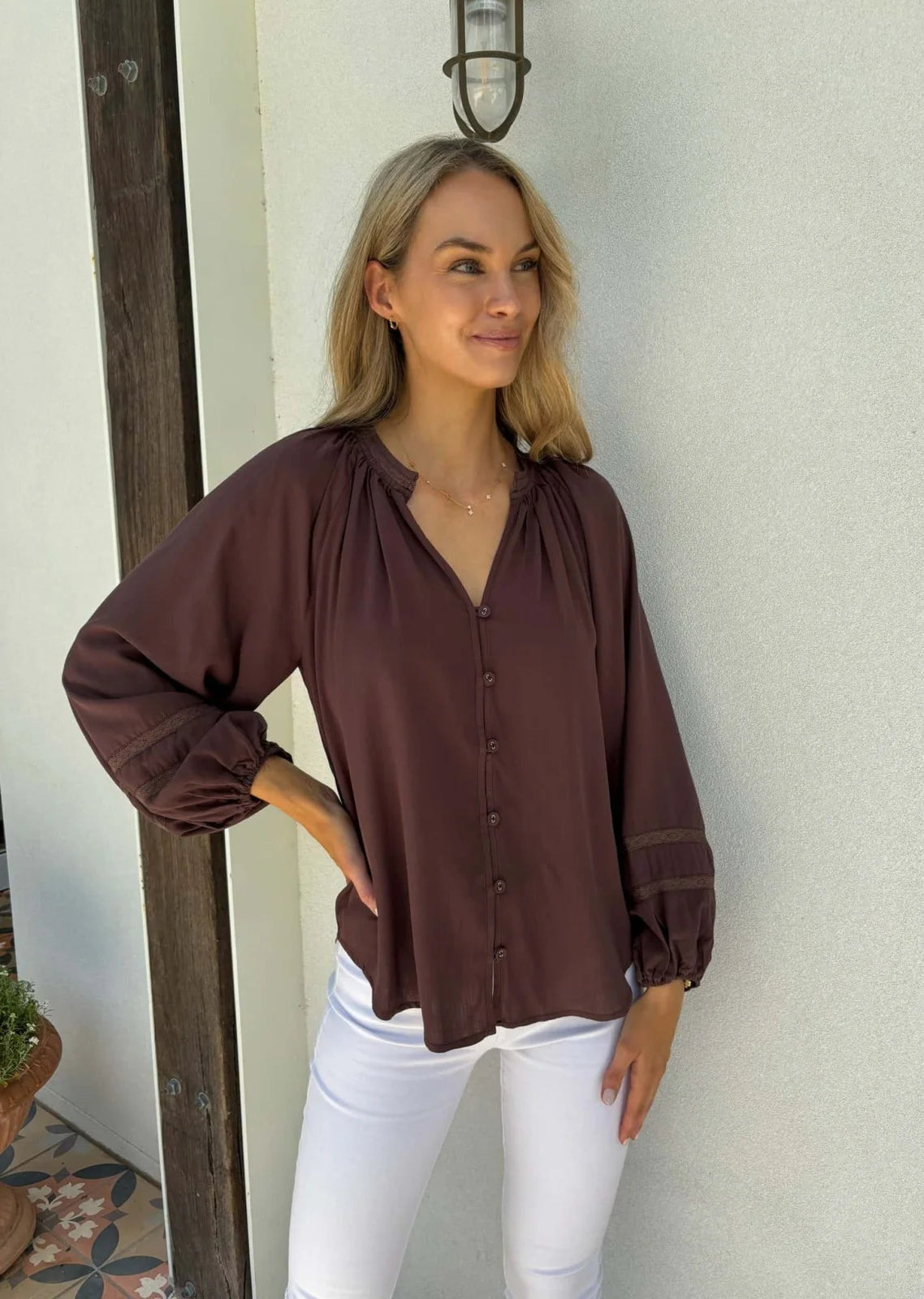 Fallon Blouse - Choc - Mylk The Label