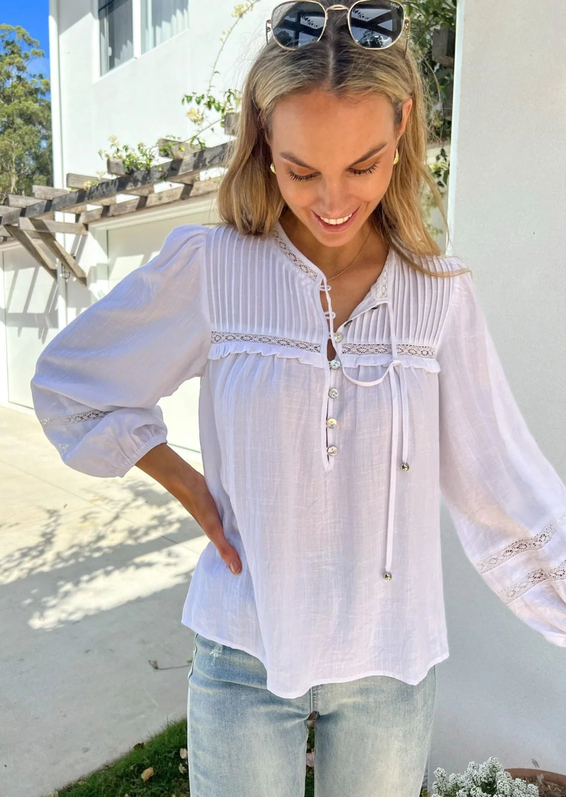 Florence Blouse - White - Mylk The Label