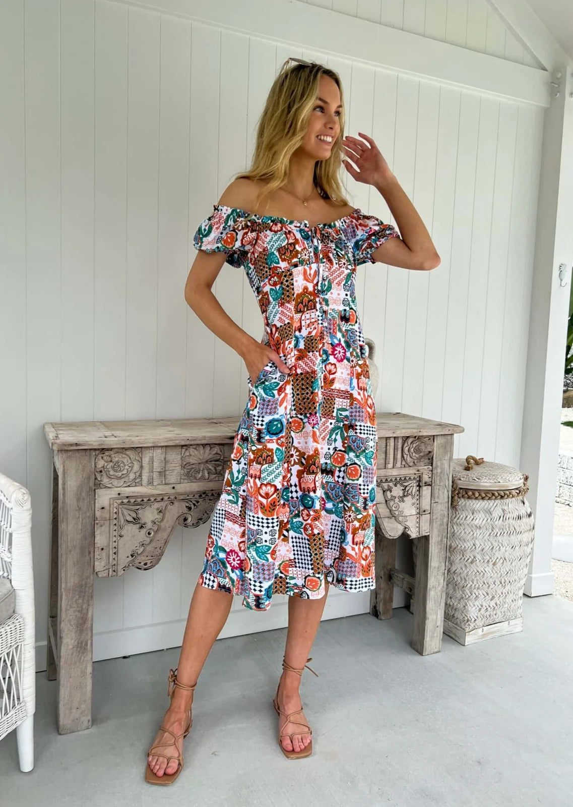 Ivana Midi Dress - Exclusive Rio Print - Mylk The Label