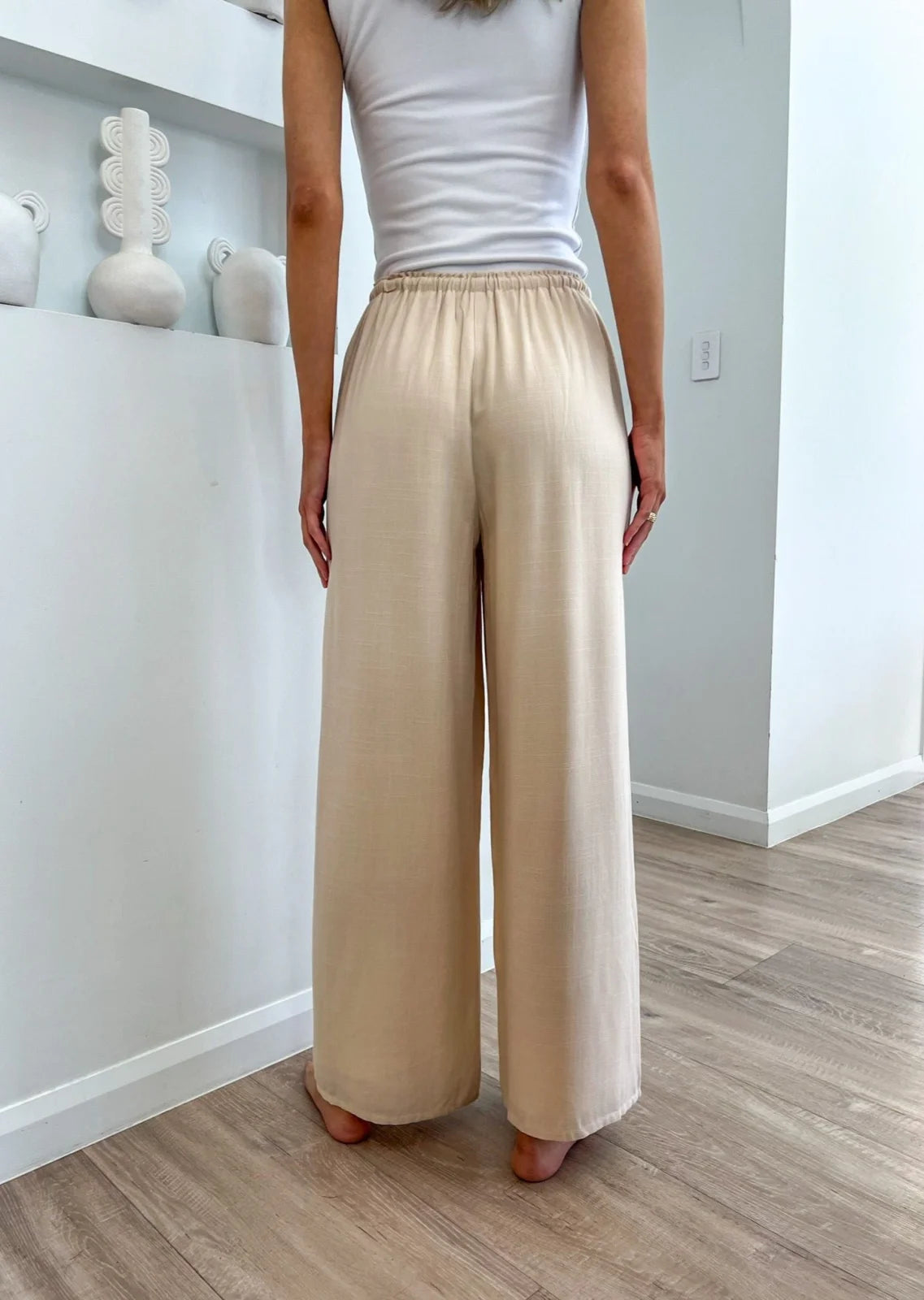 Linen Drawstring Pant - Cream - Mylk The Label