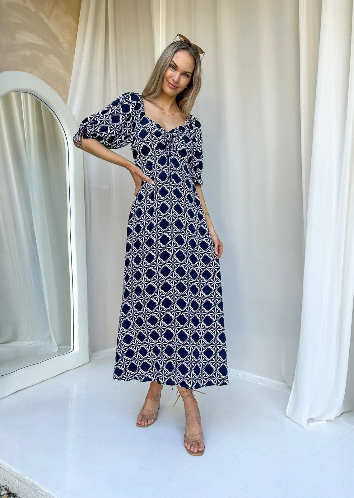 Olivia Maxi Dress - Midnight Reflections: Navy