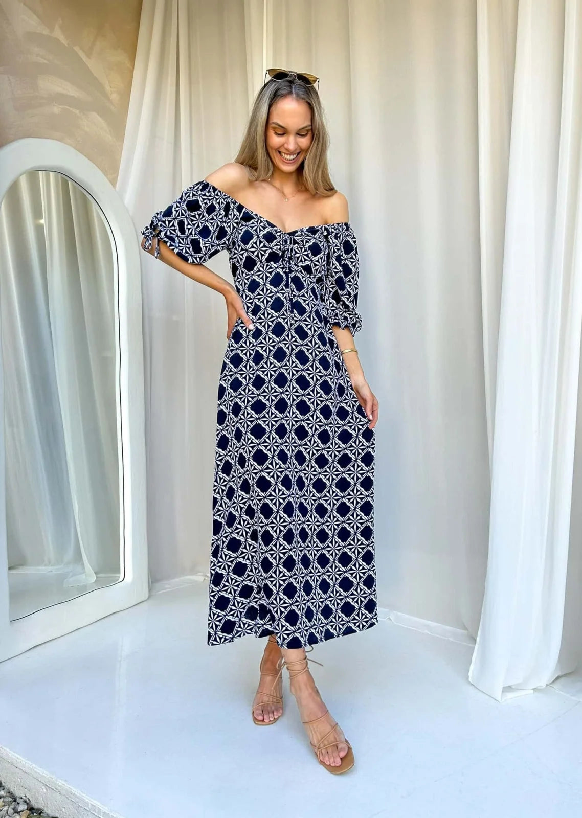 Olivia Maxi Dress - Midnight Reflections: Navy