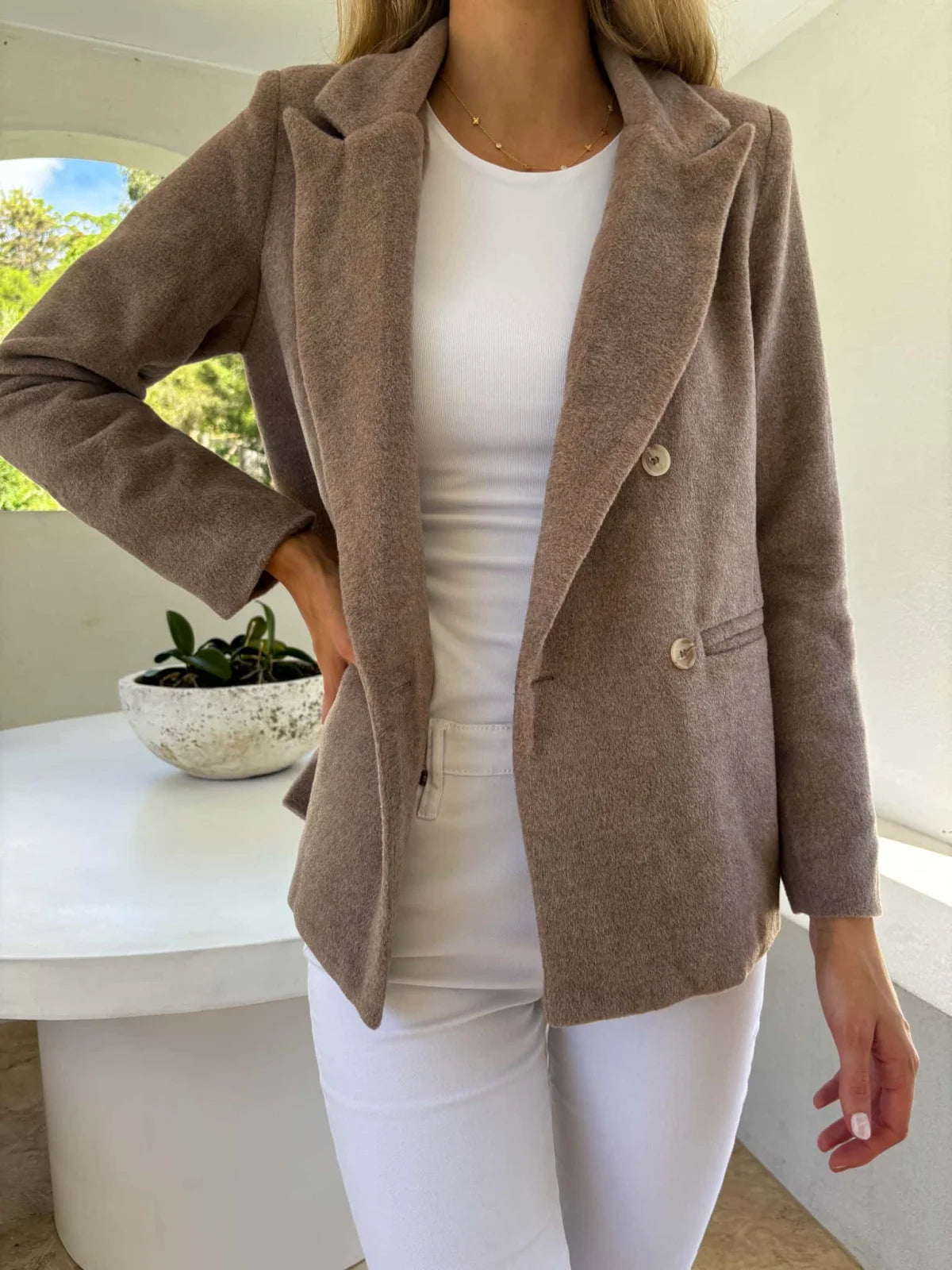 Textured Paris Blazer - Cocoa - Mylk The Label